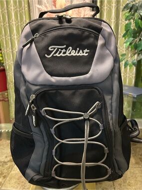 Titleist Black and Gray Men's Backpack with Front Bungee Cord
